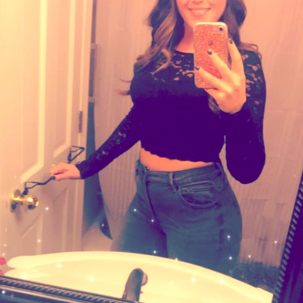 Black lace crop top